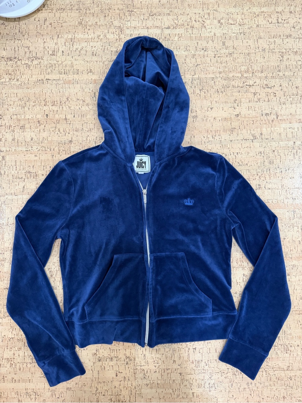 Juicy Couture Y2K Blue Velour Zip Up Hoodie Small